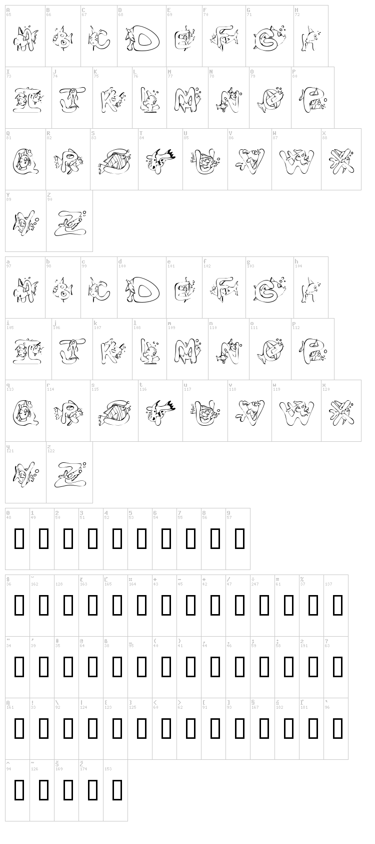 KR Seems Fishy To Me font map